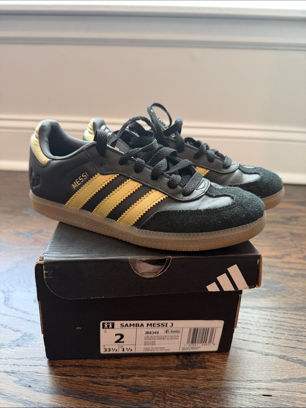 adidas Samba Messi II Black with Gold Stripes Sneakers